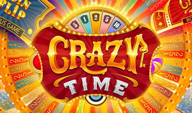 Crazy Time online game logo by Evolution on fb777phcasino.com